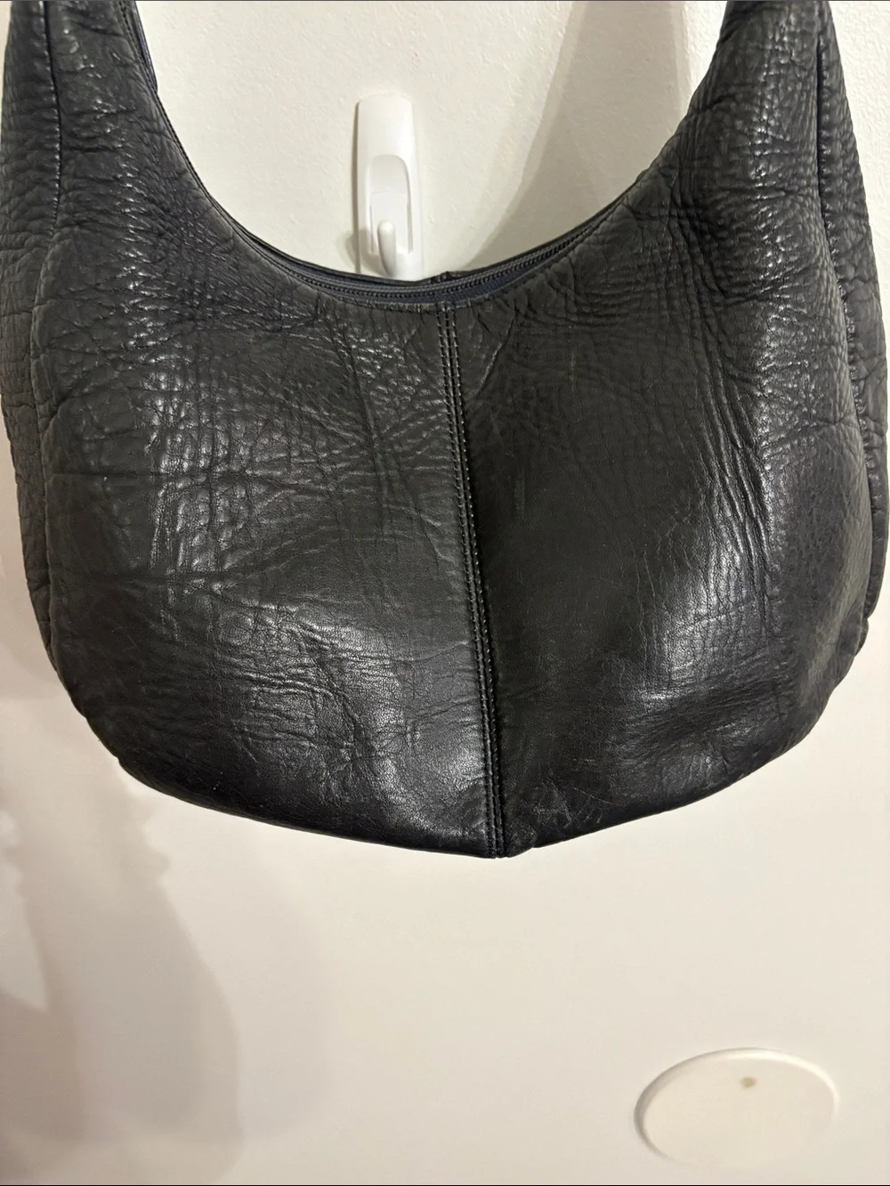 Vintage Levi Strauss & Co  Black Leather Shoulder Hobo Bag with Adjustable Strap